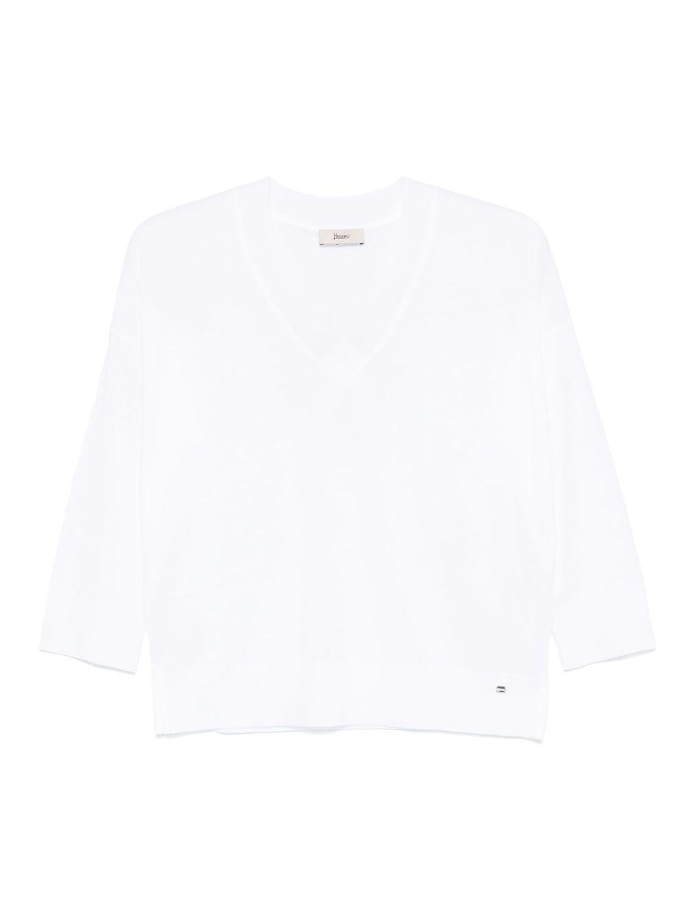 HERNO Maglia con scollo a V bianca