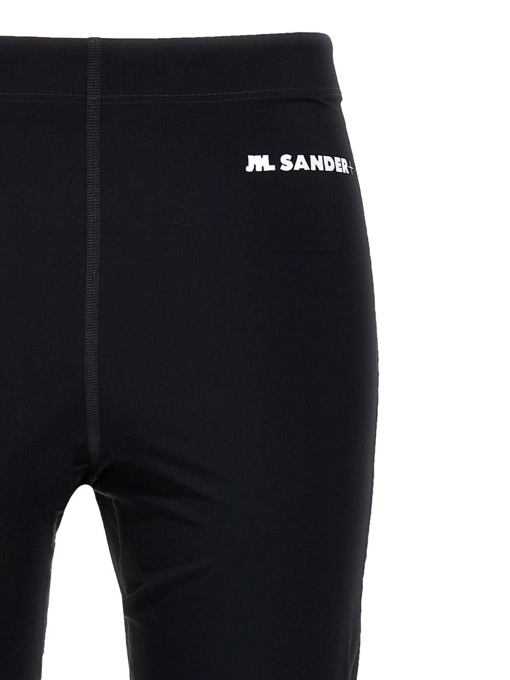 JIL SANDER Leggins neri con stampa in vita