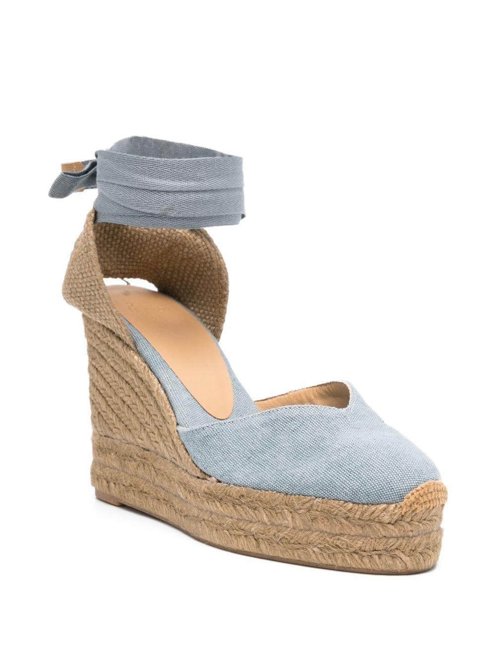 CASTANER Zeppa con lacci in cotone azzurro