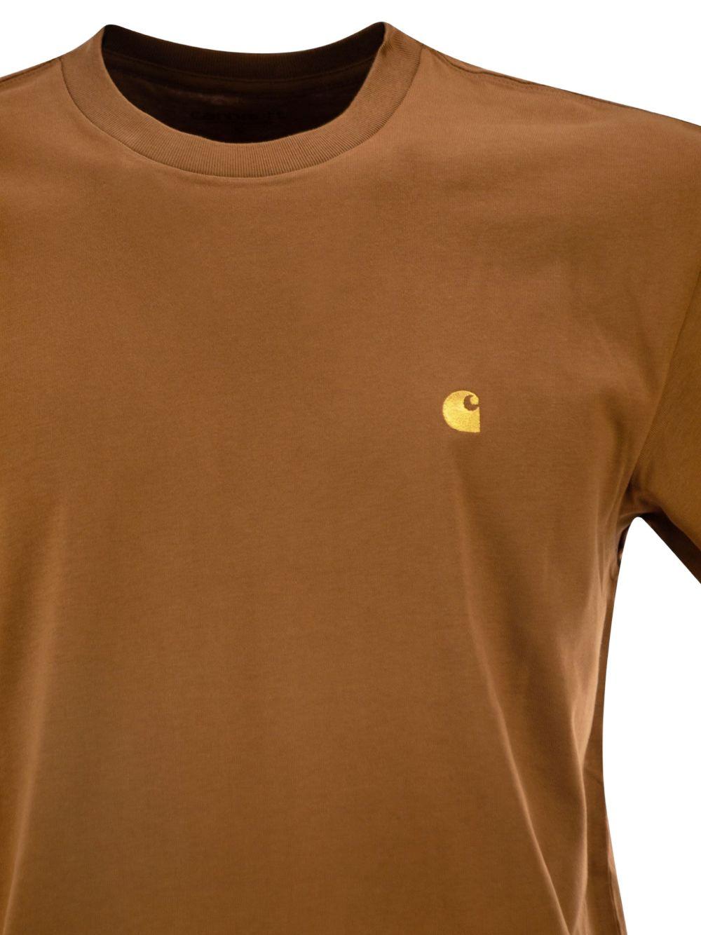 CARHARTT WIP T-shirt Chase marrone in jersey di cotone