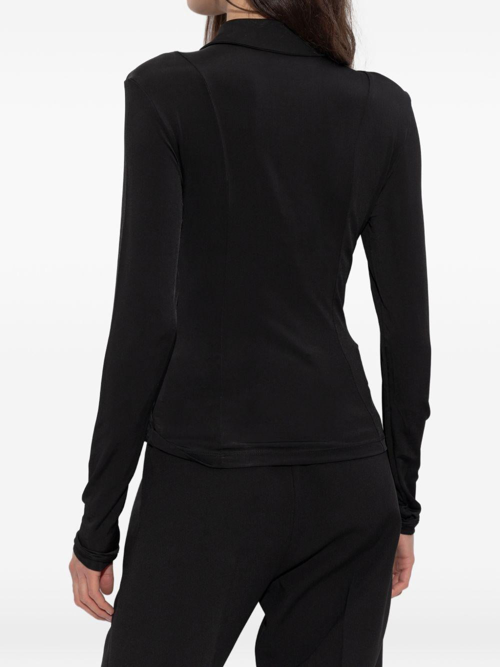 GANNI Blusa nera con lacci in vita