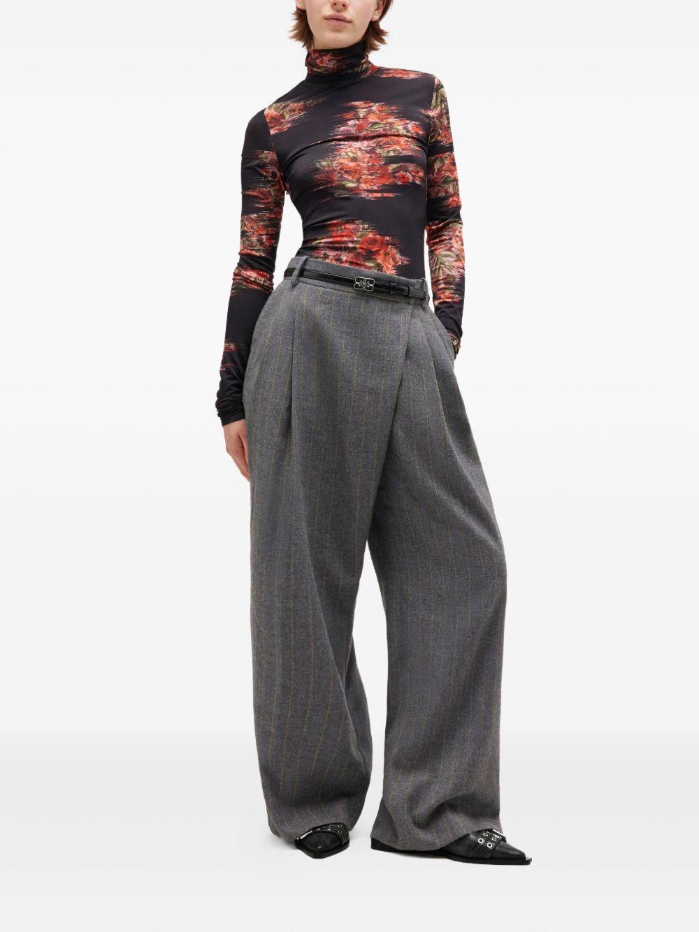 GANNI Pantaloni grigi gessati