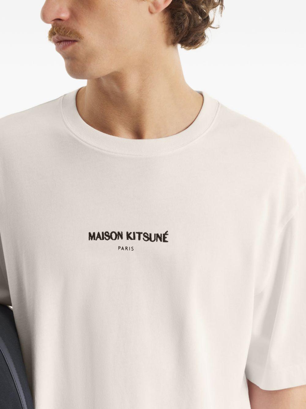 MAISON KITSUNE T-shirt beige con logo