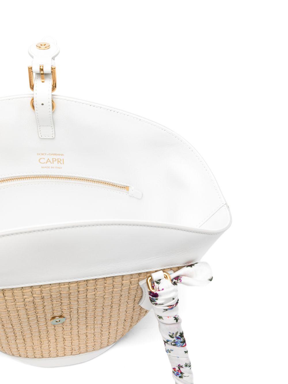 DOLCE e GABBANA Borsa a spalla Coffa Capri in rafia con stampa floreale