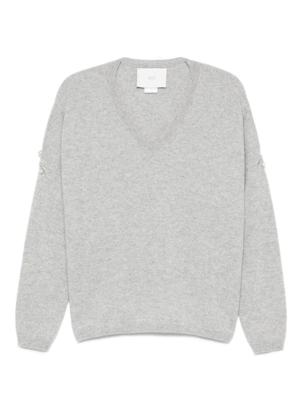 VANISE Maglia 'Penelope Grigio Chiaro' con scollo a V