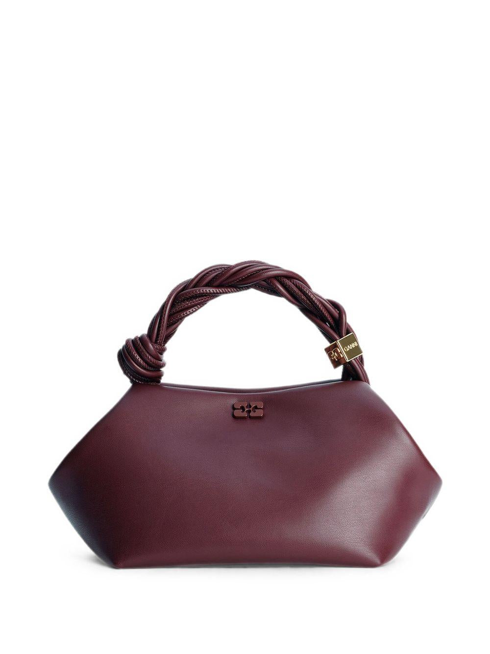 GANNI Borsa a mano Bou Bag Small in pelle burgundy