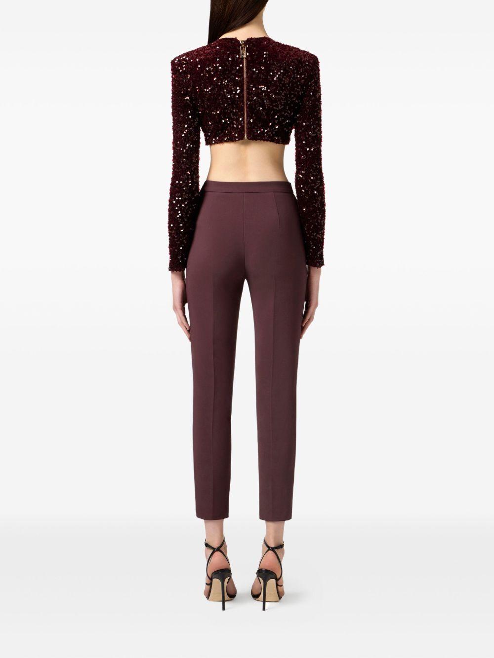 ELISABETTA FRANCHI Crop top in paillettes merlot bordeaux