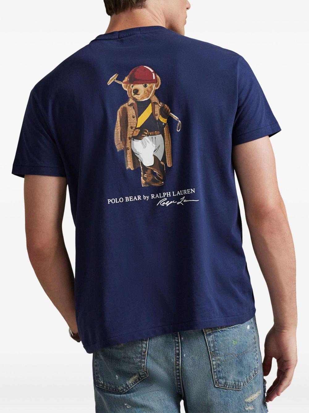 POLO RALPH LAUREN T-shirt blu con logo sul petto