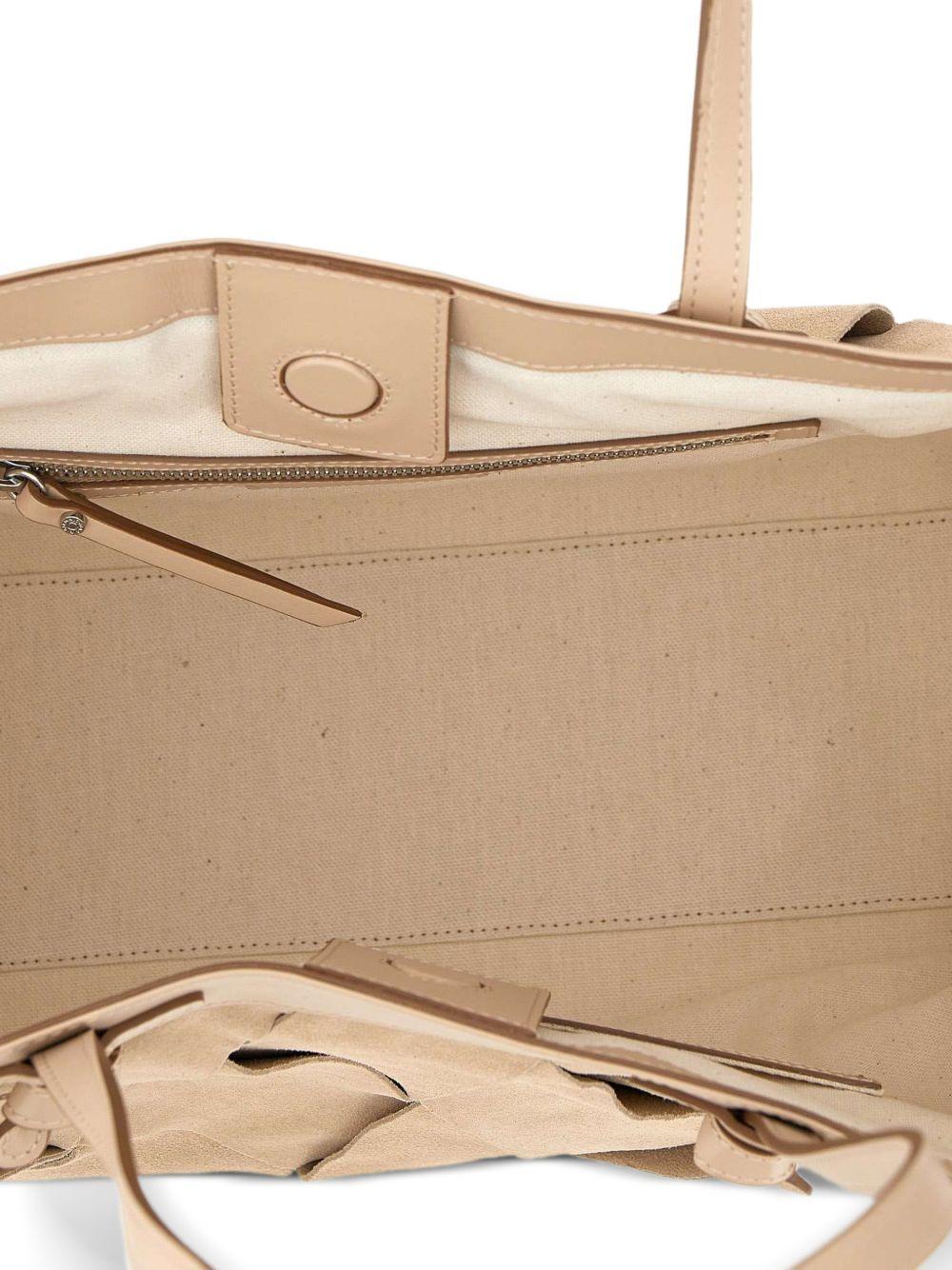 GIANNI CHIARINI Borsa shopping Marcella in pelle beige intrecciata