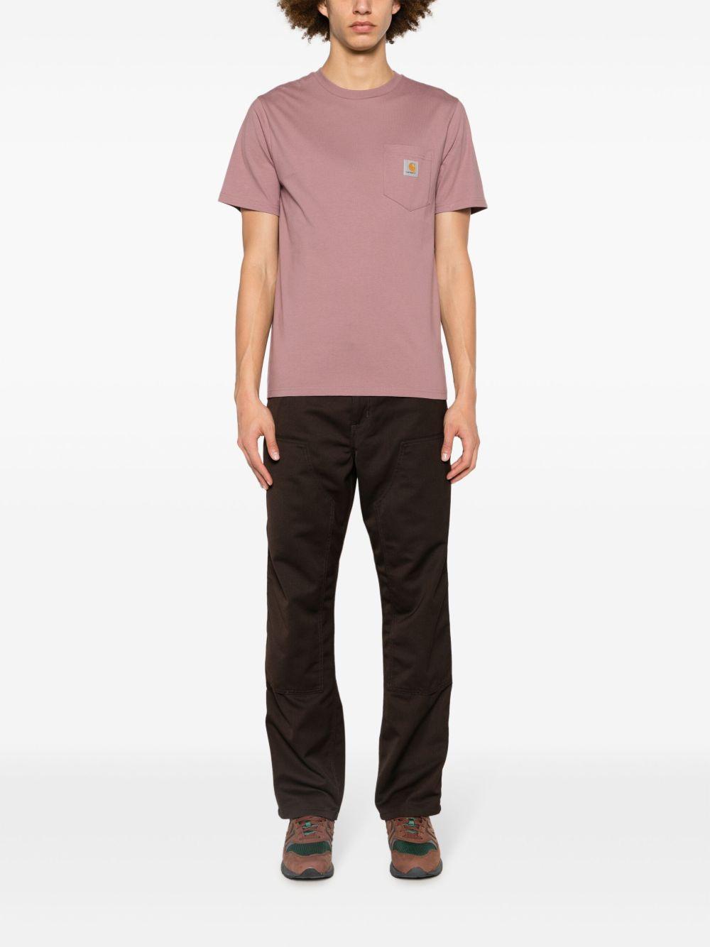 CARHARTT WIP T-Shirt 'Pocket' girocollo in cotone rosa con logo<BR/>