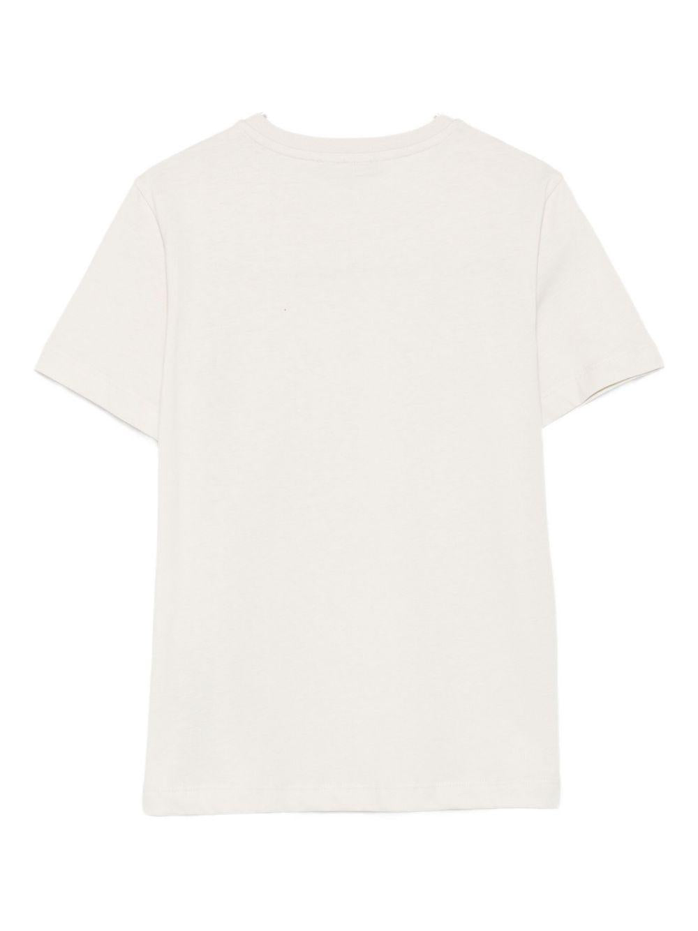 BALMAIN T-shirt in cotone beige con logo<BR/>