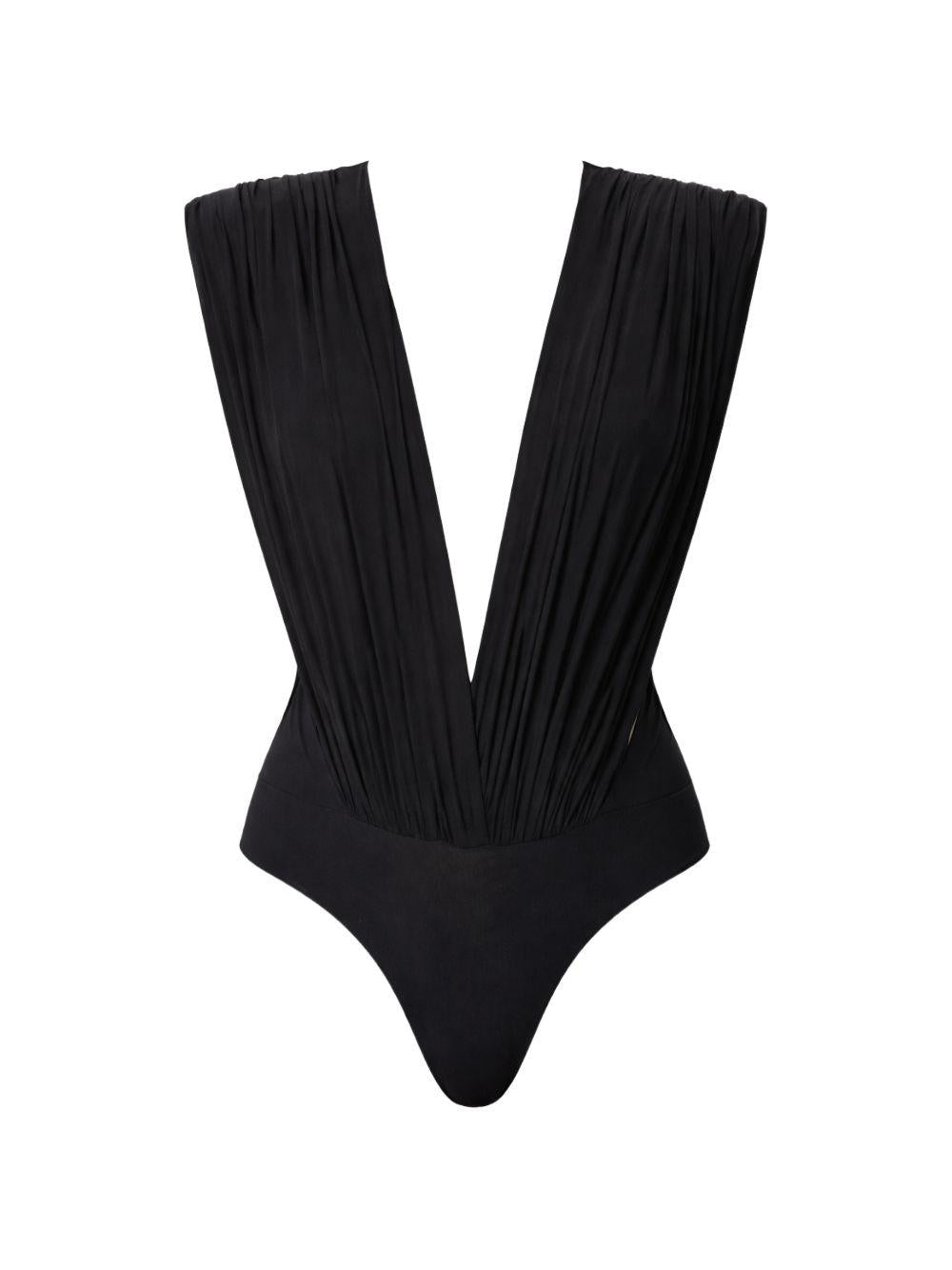 AMAZUIN Body nero Nikita Deep Black con scollo a V