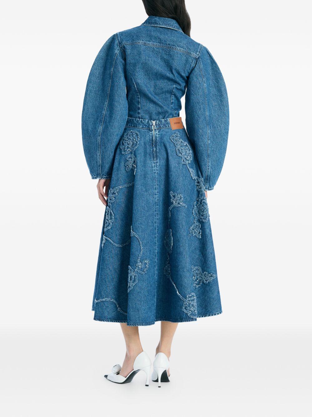 ROTATE Gonna di jean svasata con ricami floreali