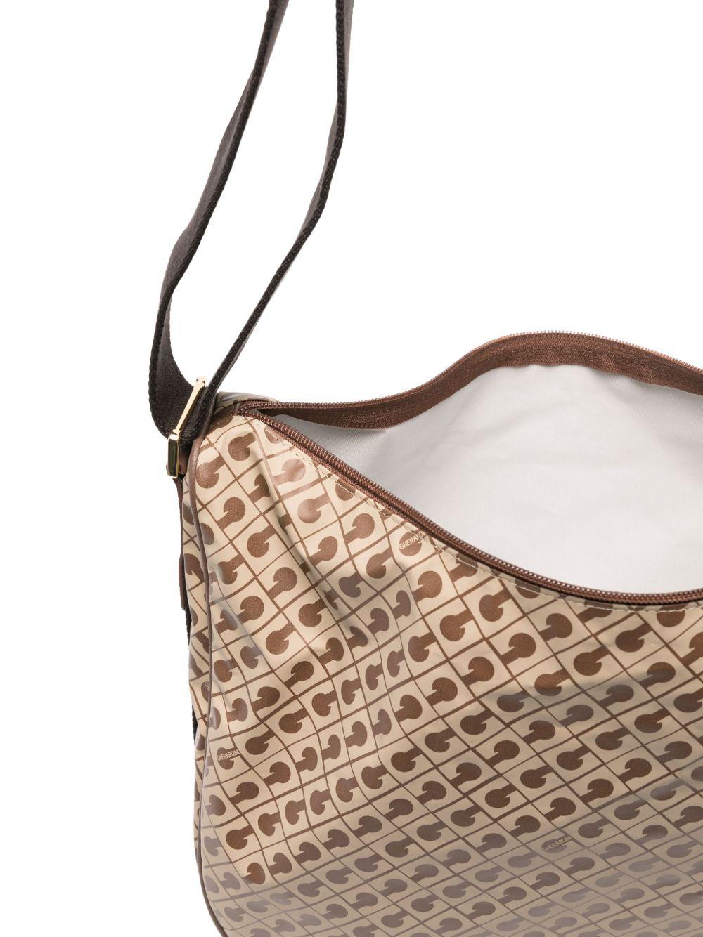 GHERARDINI Borsa shopping Softy Tabacco con logo all-over marrone