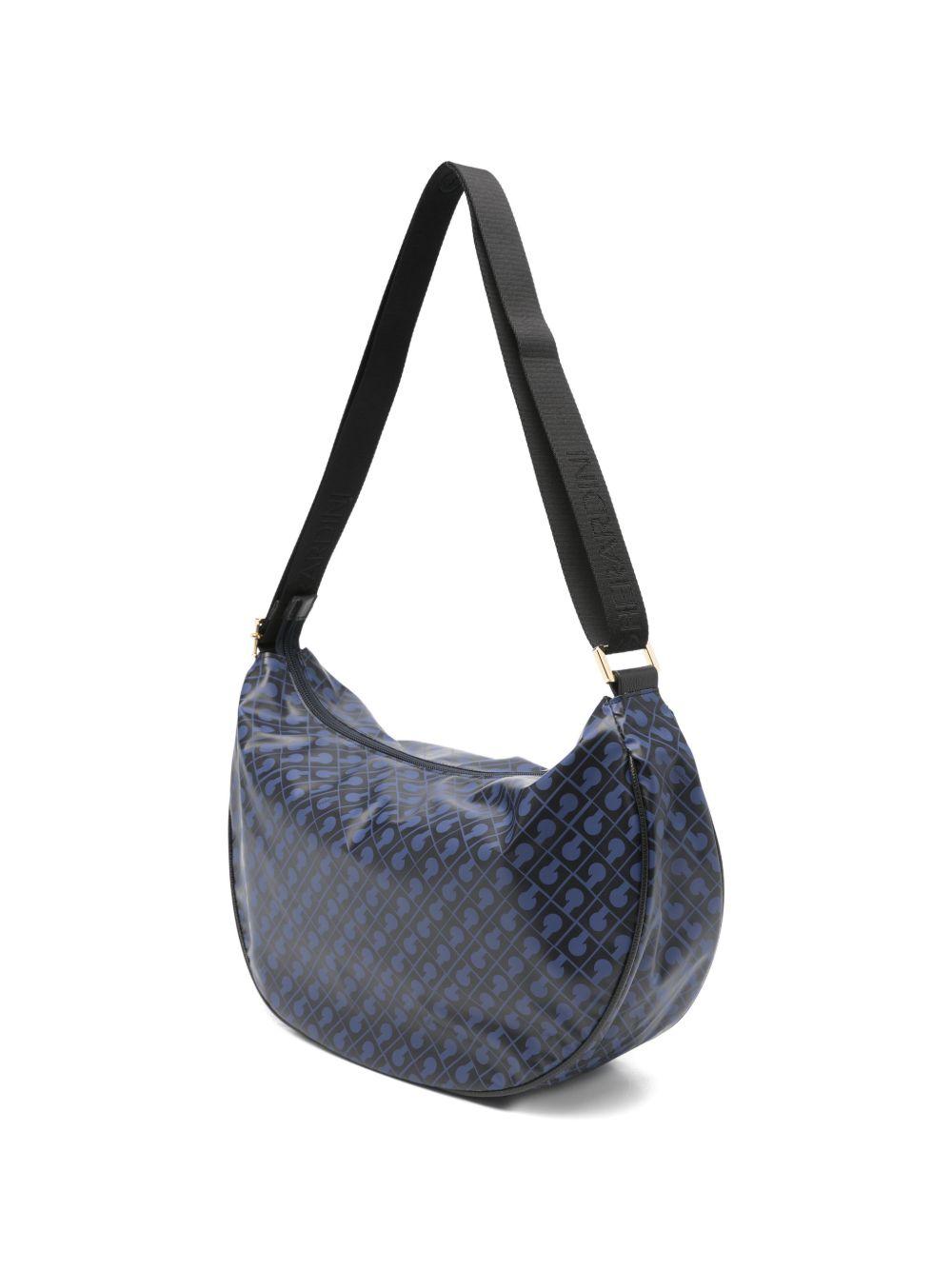 GHERARDINI Borsa Softy Odissey con logo all-over blu scuro