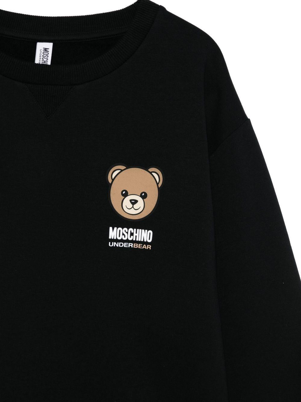 MOSCHINO UNDERWEAR Felpa Teddy Bear nera in cotone