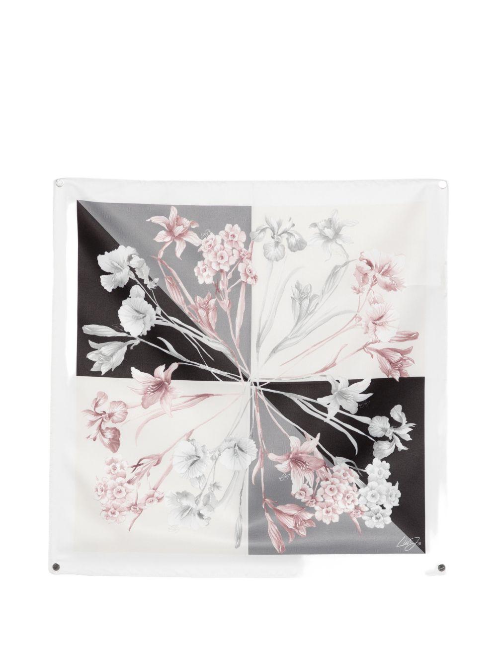 LIUJO Foulard quadrato con design geometrico e stampa floreale