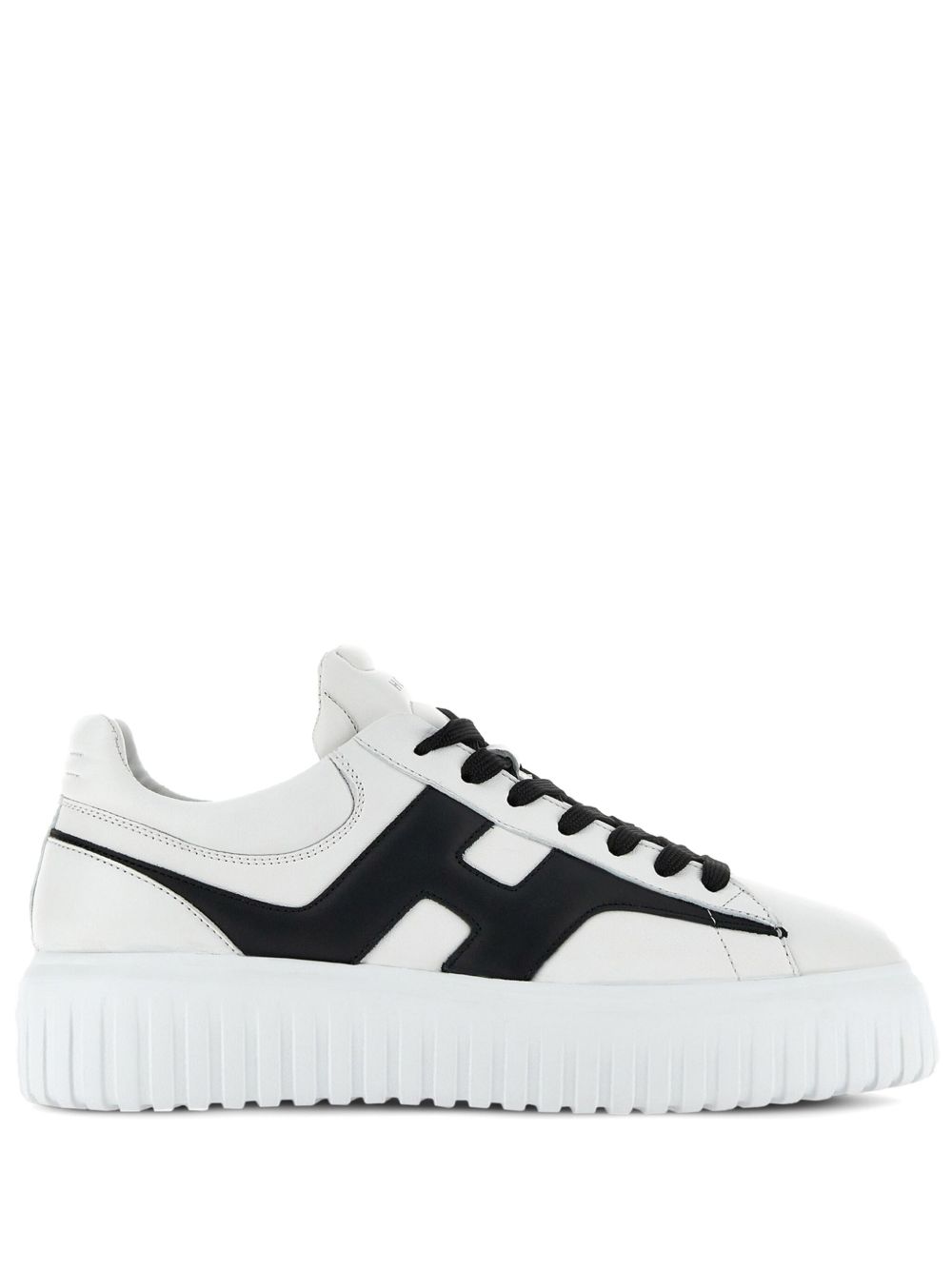 HOGAN Sneakers H-Stripes in pelle di montone bianco nero 
