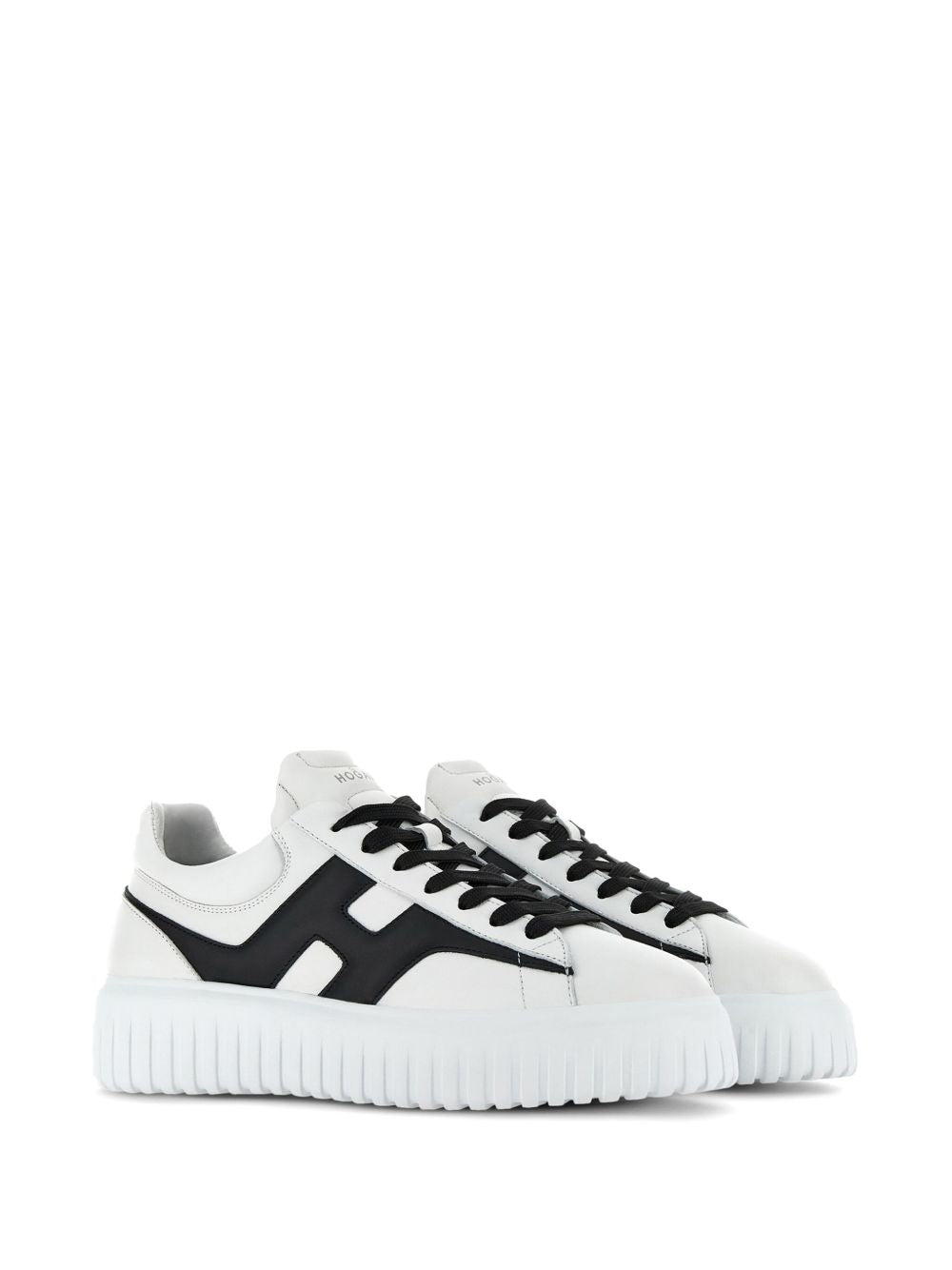 HOGAN Sneakers H-Stripes in pelle di montone bianco nero 