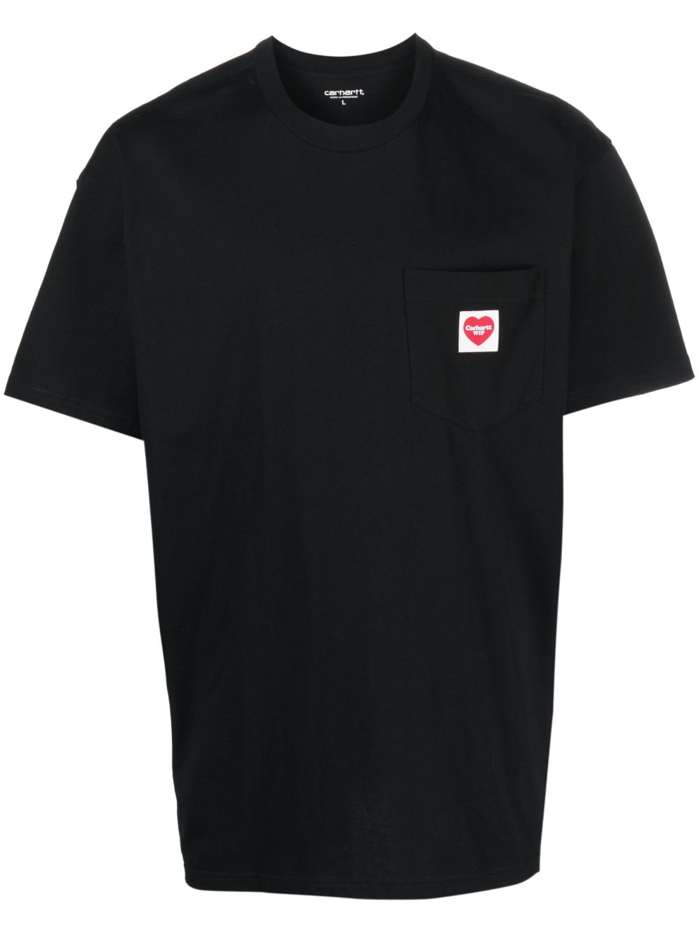 CARHARTT WIP T-shirt in cotone nero con tasca e logo cuore 