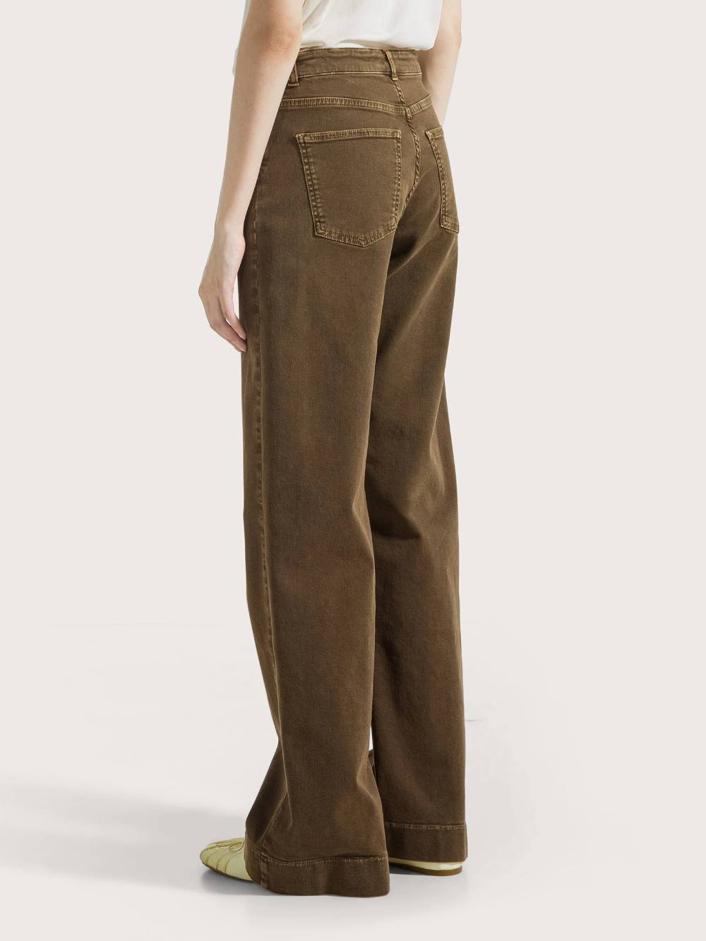 19.70 Pantaloni palazzo marroni in cotone elasticizzato 