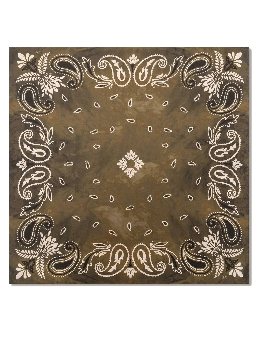 19.70 Foulard bandana in seta con stampa paisley verde muschio 