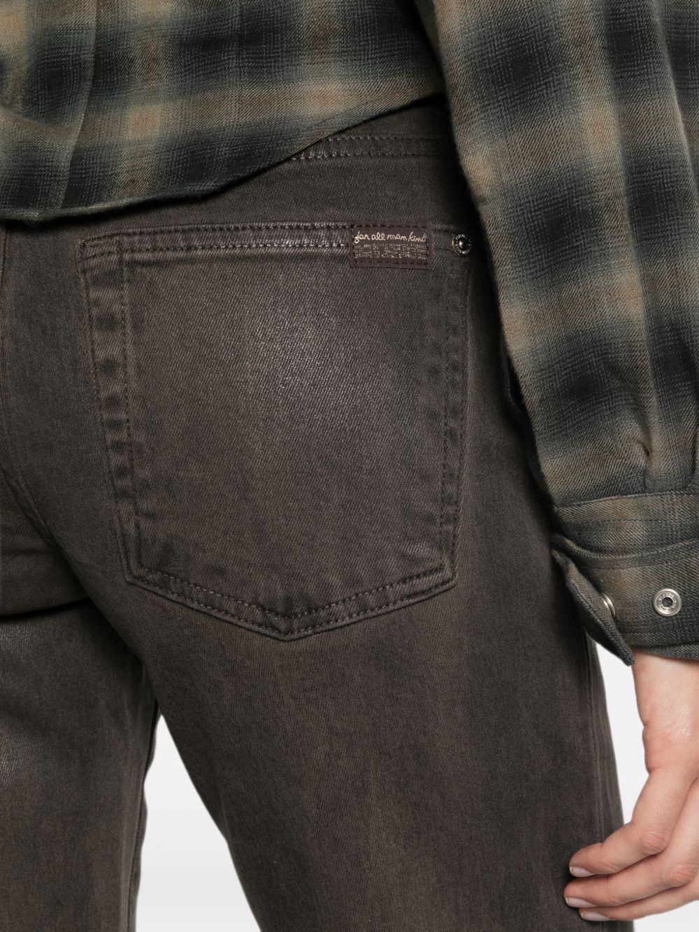 7 FOR ALL MANKIND Calie Straight jeans marroni in denim effetto pelle 