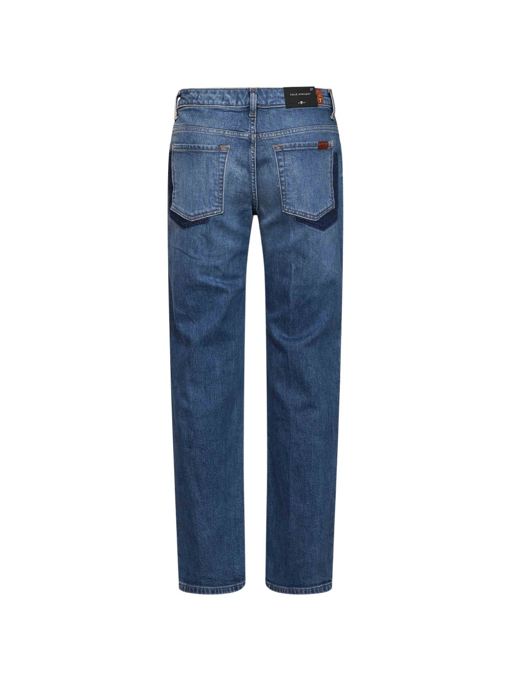 7 FOR ALL MANKIND Jeans blu a gamba dritta con effetto wash 