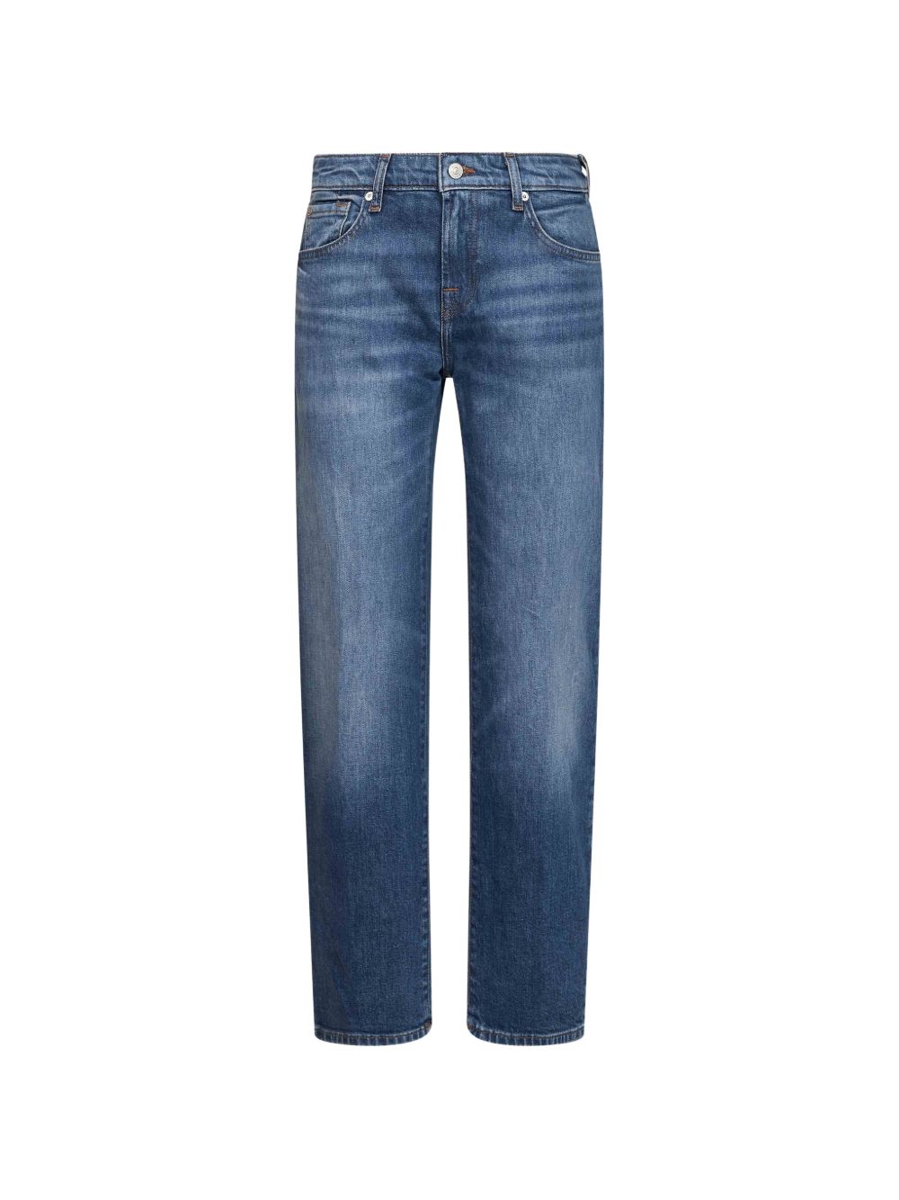 7 FOR ALL MANKIND Jeans blu a gamba dritta con effetto wash 