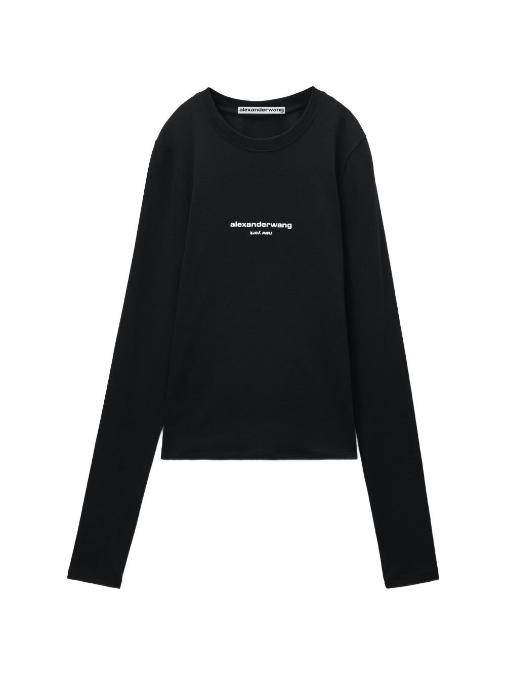 ALEXANDER WANG T-shirt nera a maniche lunghe con logo 