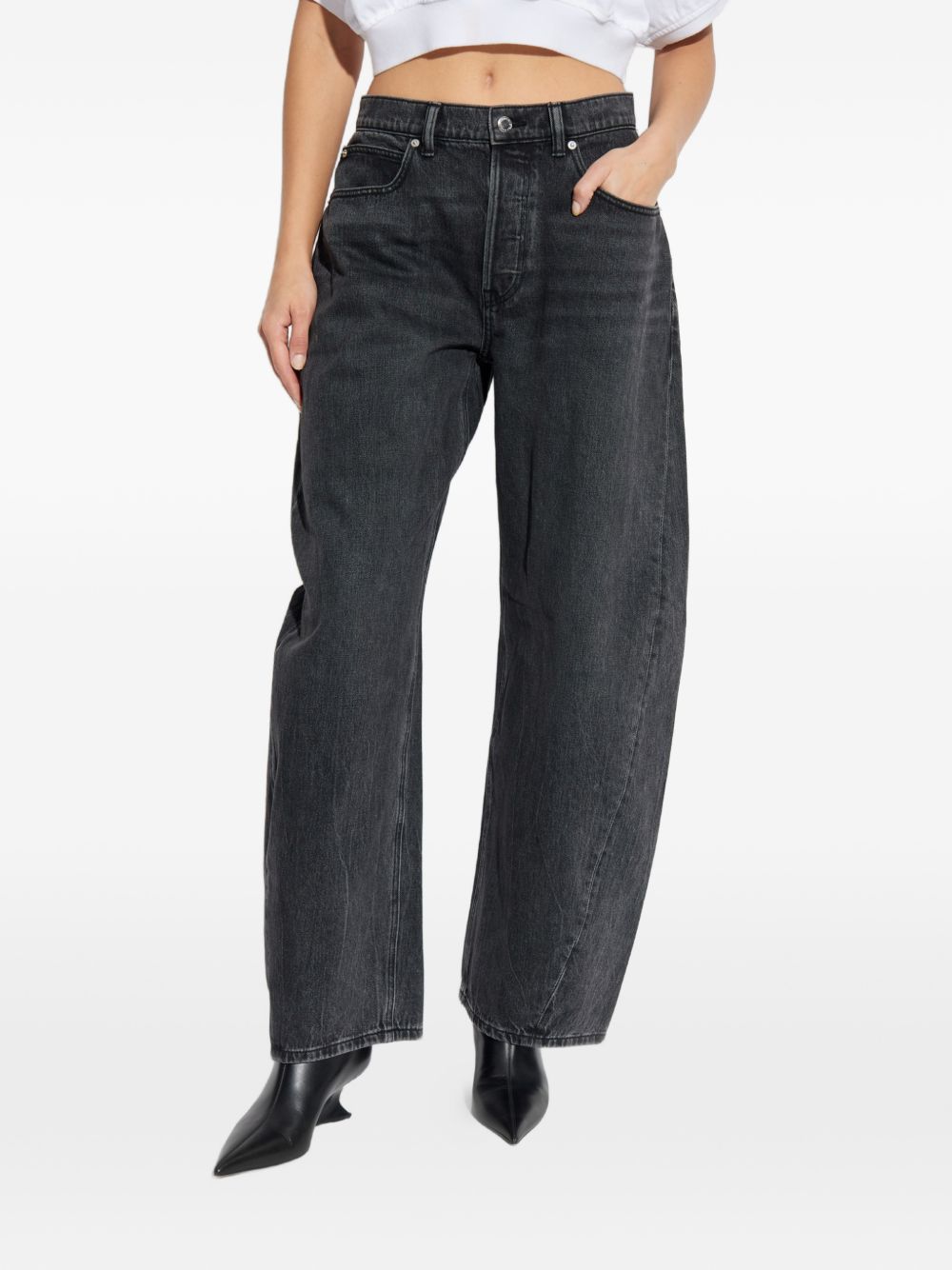 ALEXANDER WANG Jeans antracite con logo in strass 
