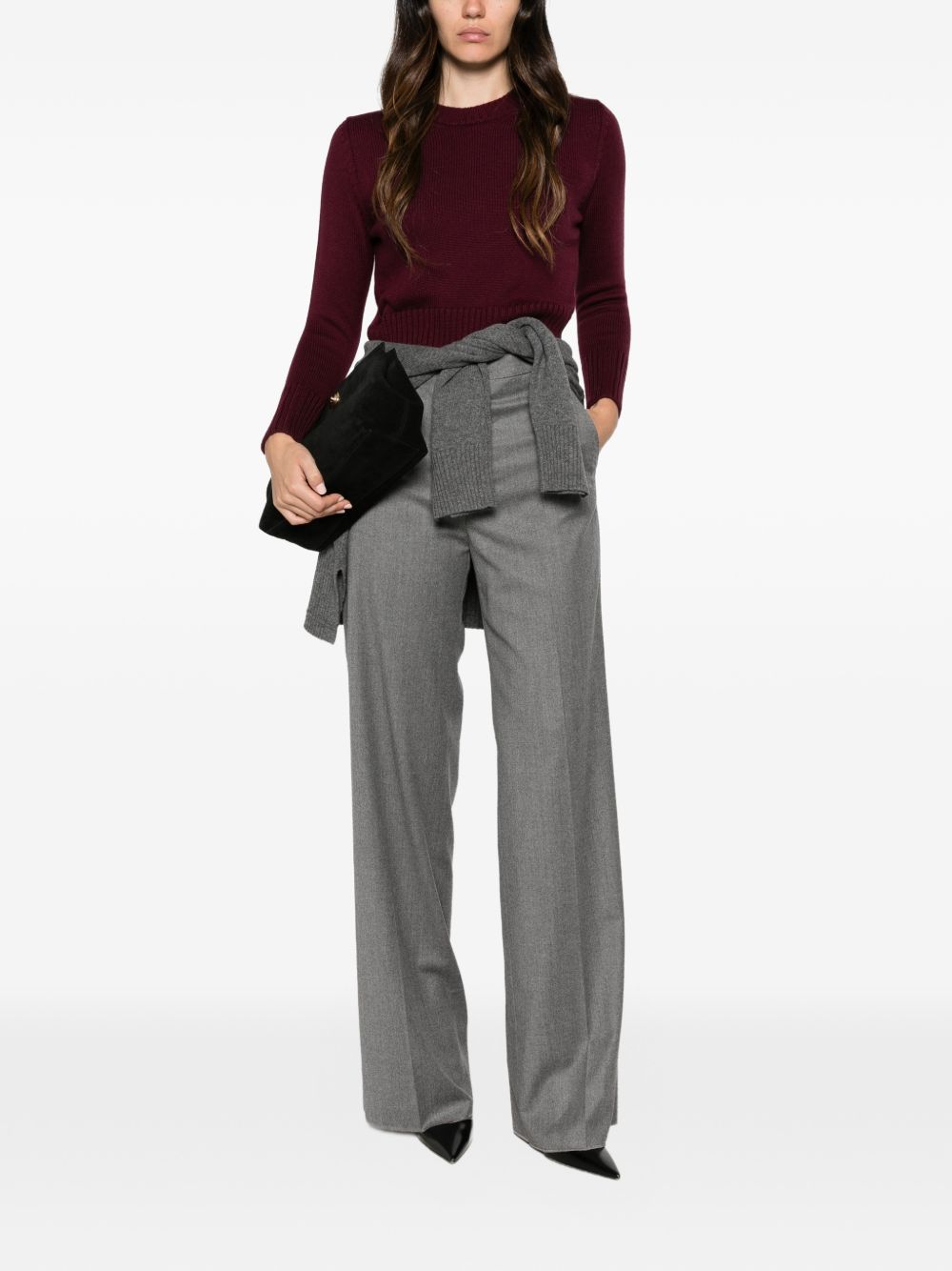 ALPHA STUDIO Maglia girocollo in lana bordeaux 