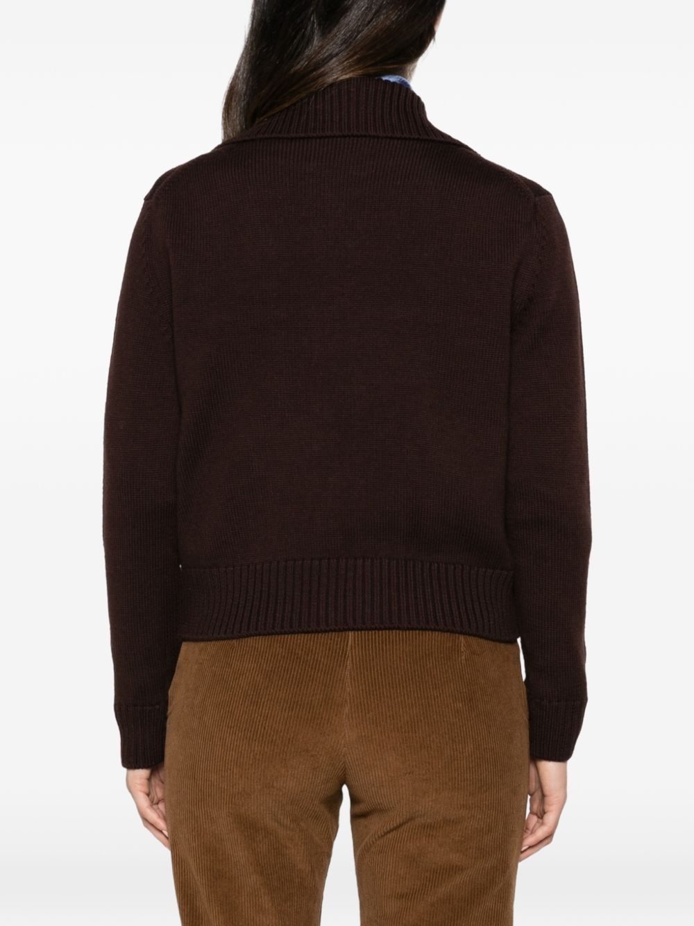 ALPHA STUDIO Cardigan con zip in lana marrone 