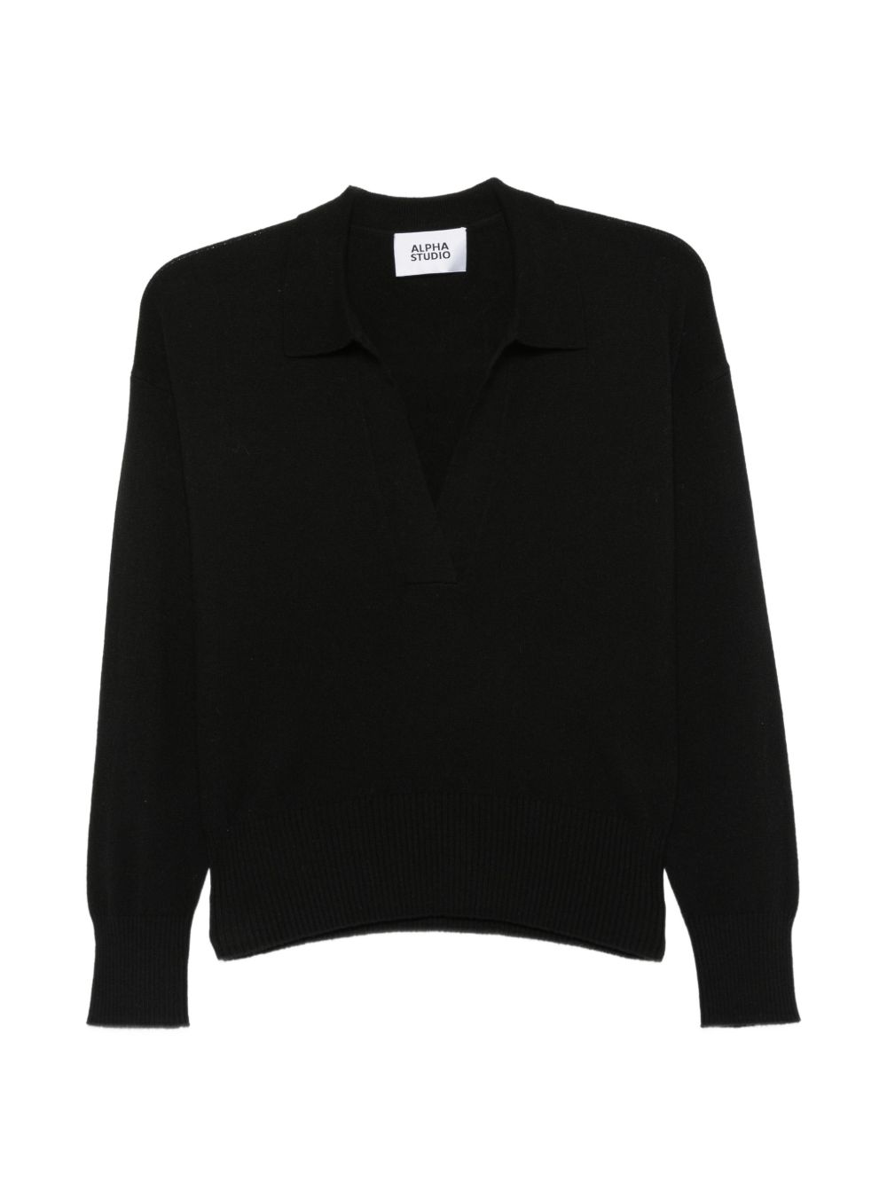 ALPHA STUDIO Polo in lana misto cashmere nera 