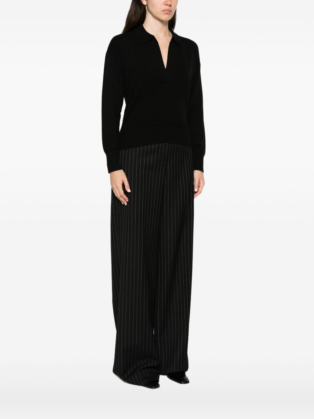 ALPHA STUDIO Polo in lana misto cashmere nera 