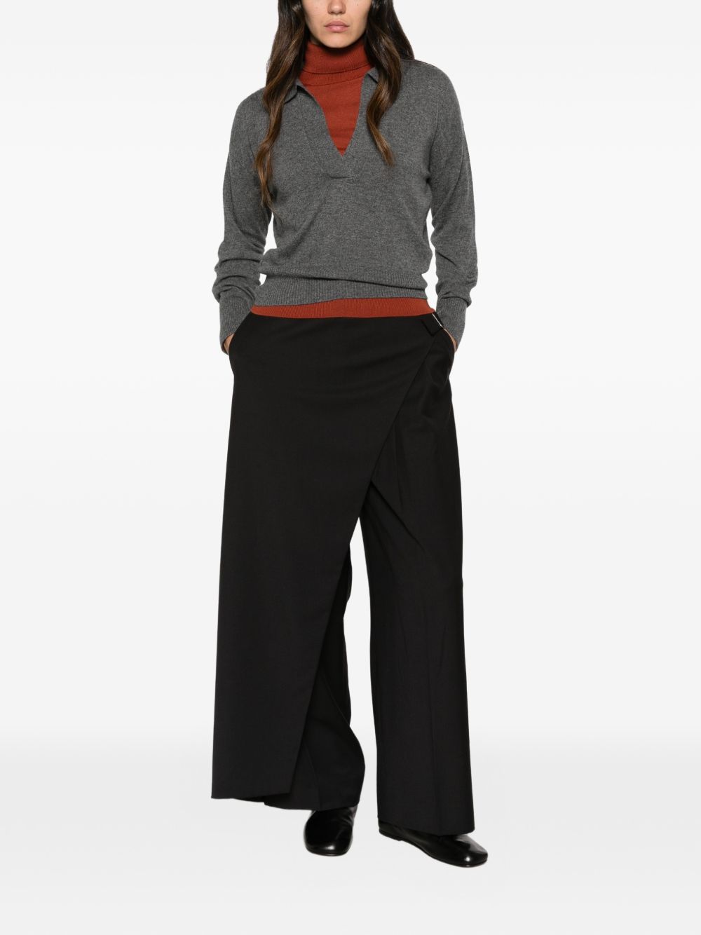 ALPHA STUDIO Polo in lana misto cashmere grigia 
