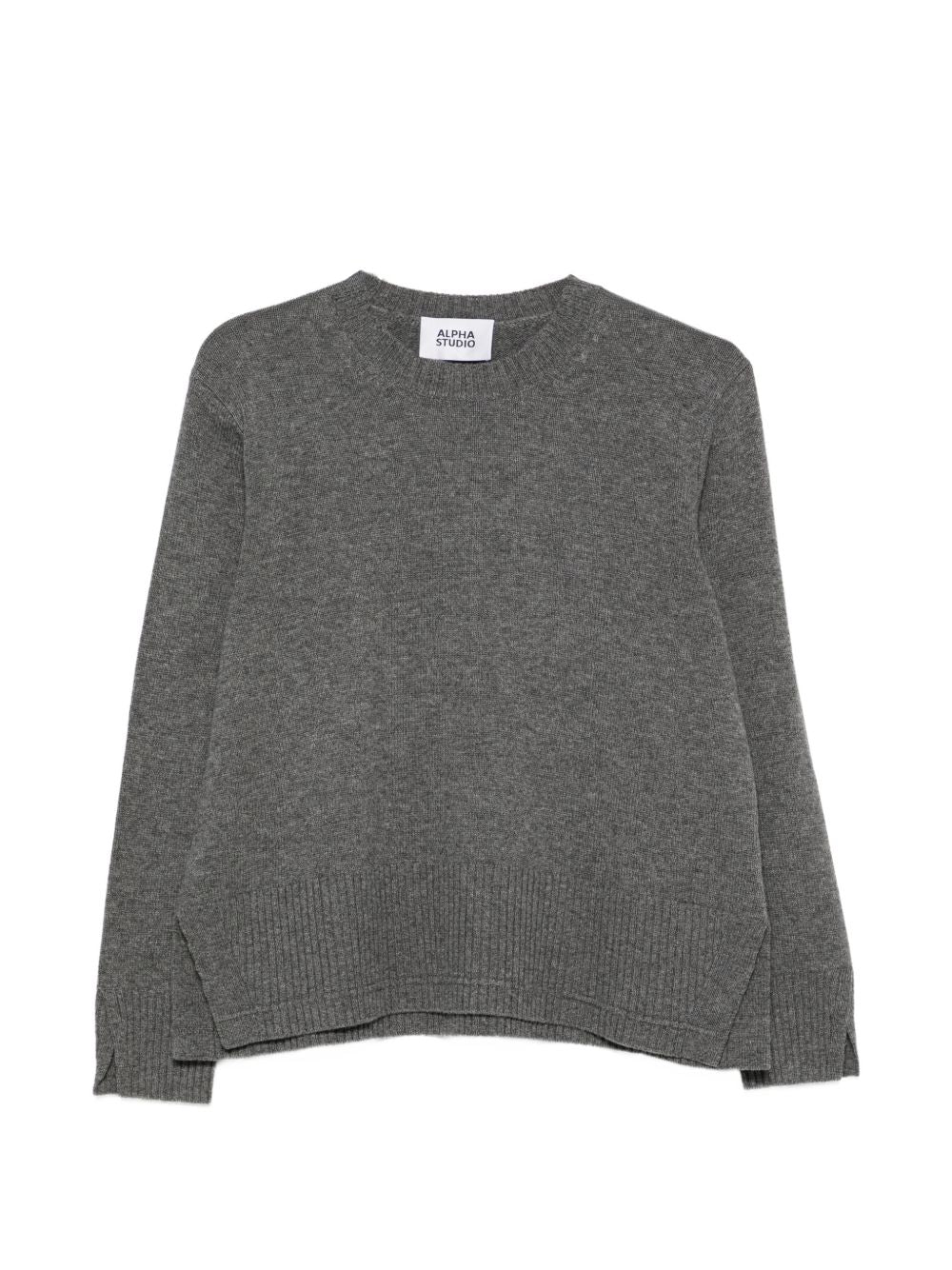 ALPHA STUDIO Maglia girocollo grigia in lana misto cashmere 