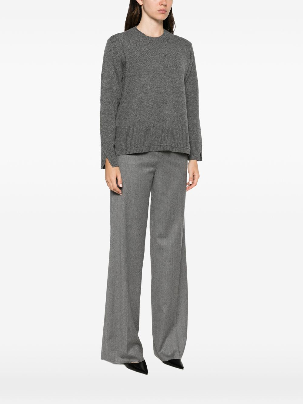 ALPHA STUDIO Maglia girocollo grigia in lana misto cashmere 