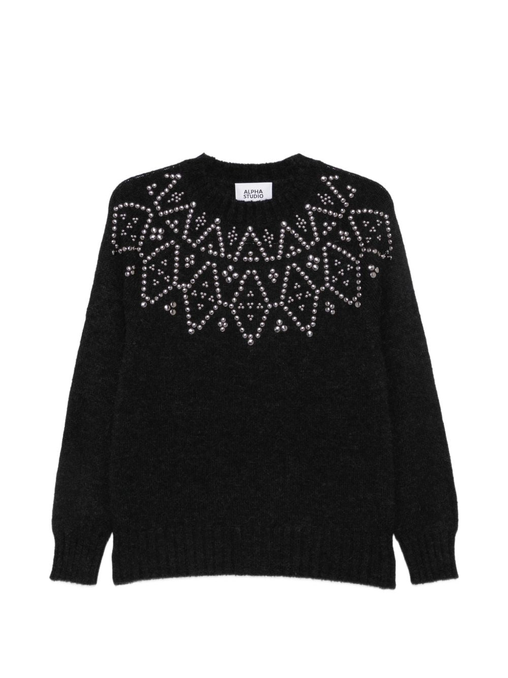 ALPHA STUDIO Maglia girocollo con trama geometrica 
