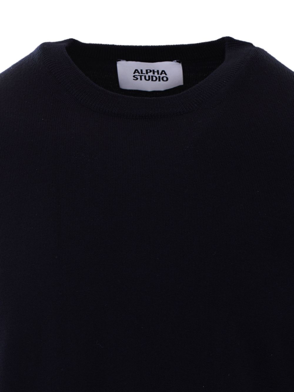 ALPHA STUDIO Maglia nera in lana girocollo 