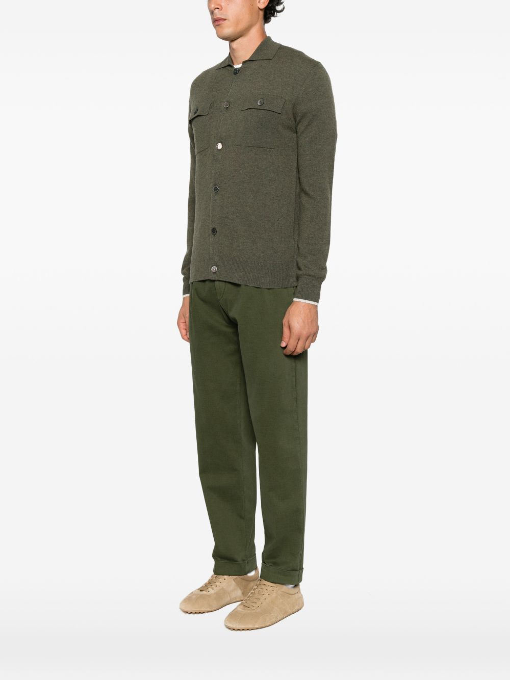 ALPHA STUDIO Camicia in maglia verde scuro 