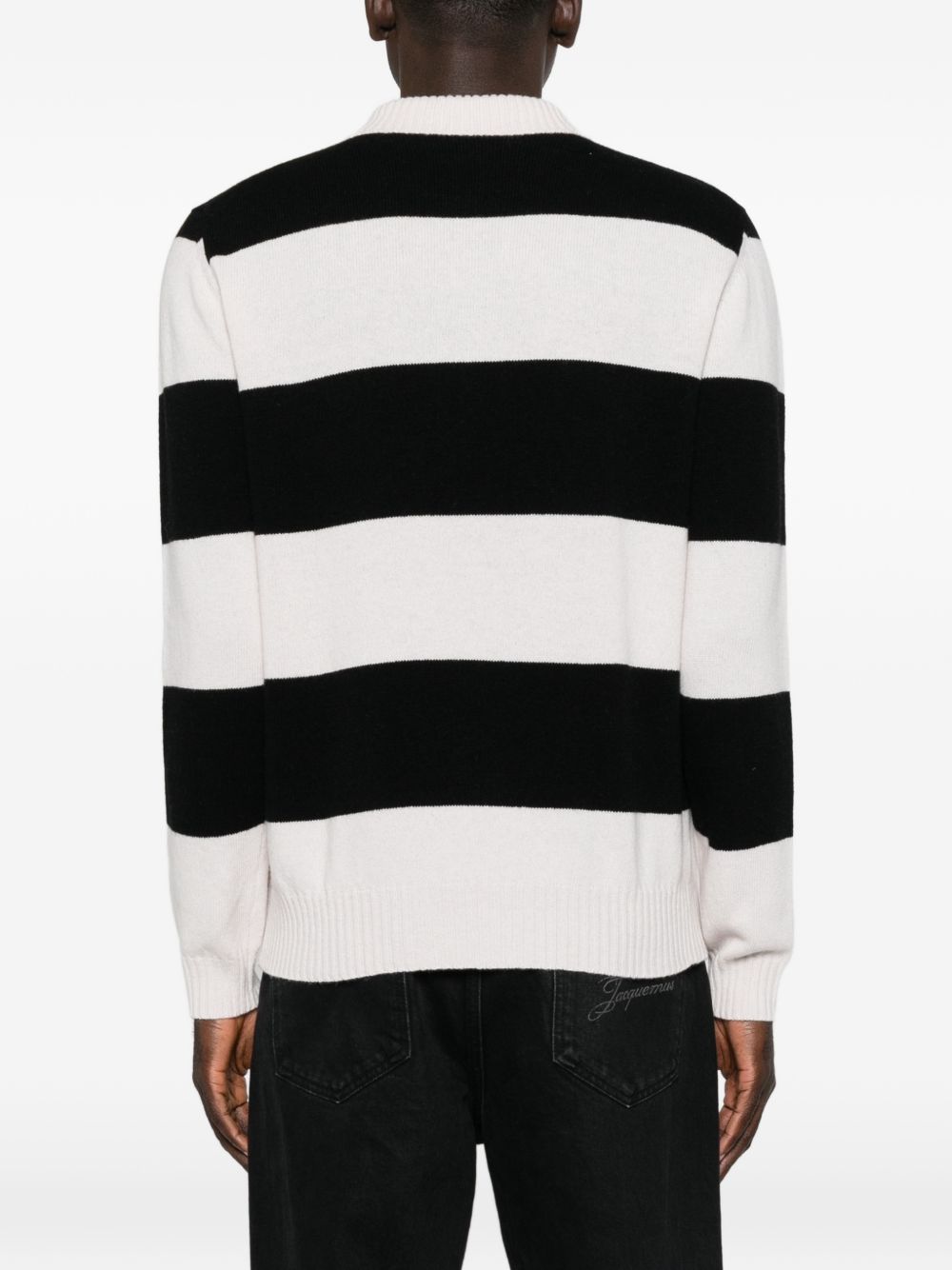ALPHA STUDIO Polo in lana a righe con zip 