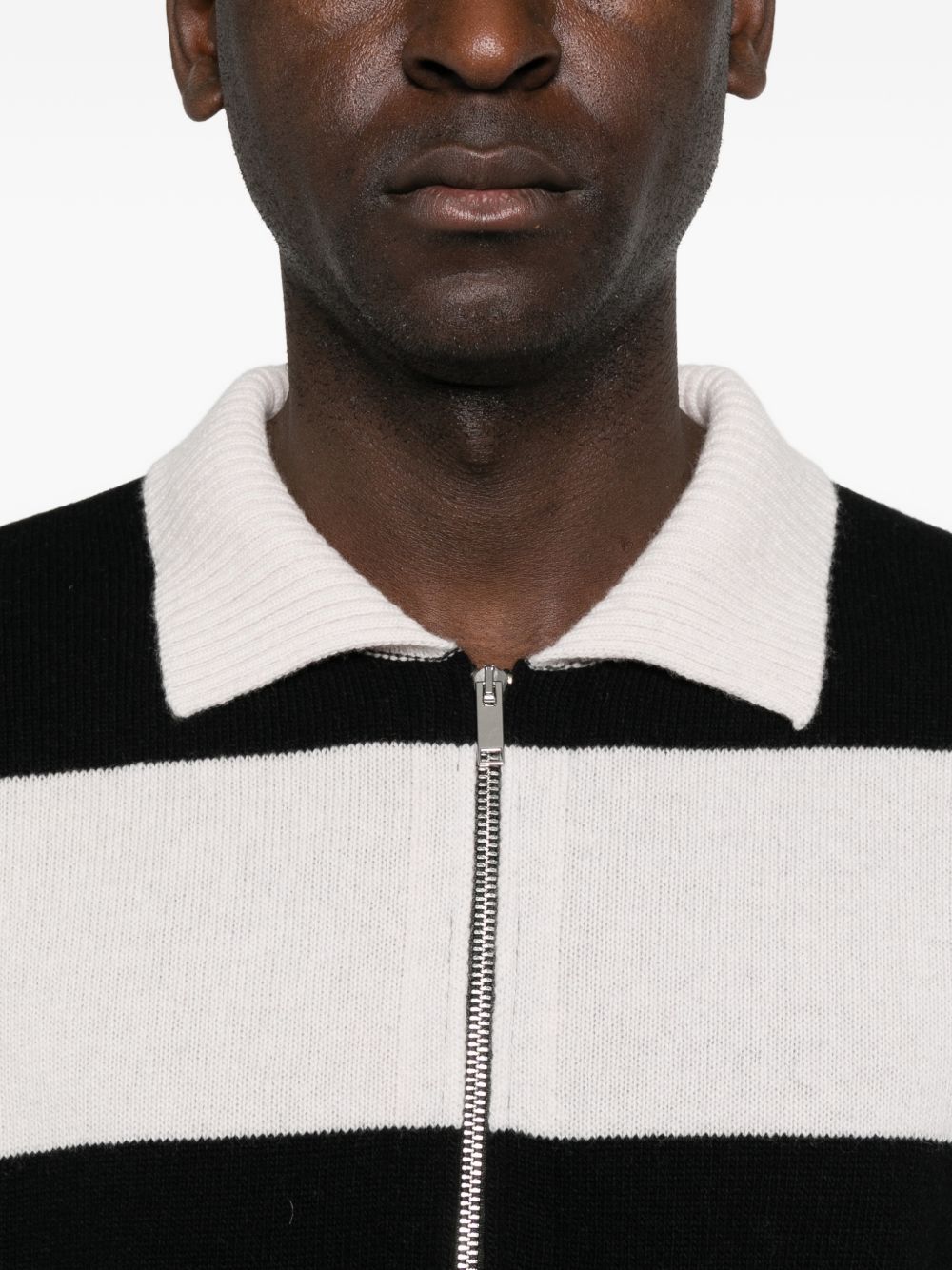 ALPHA STUDIO Polo in lana a righe con zip 