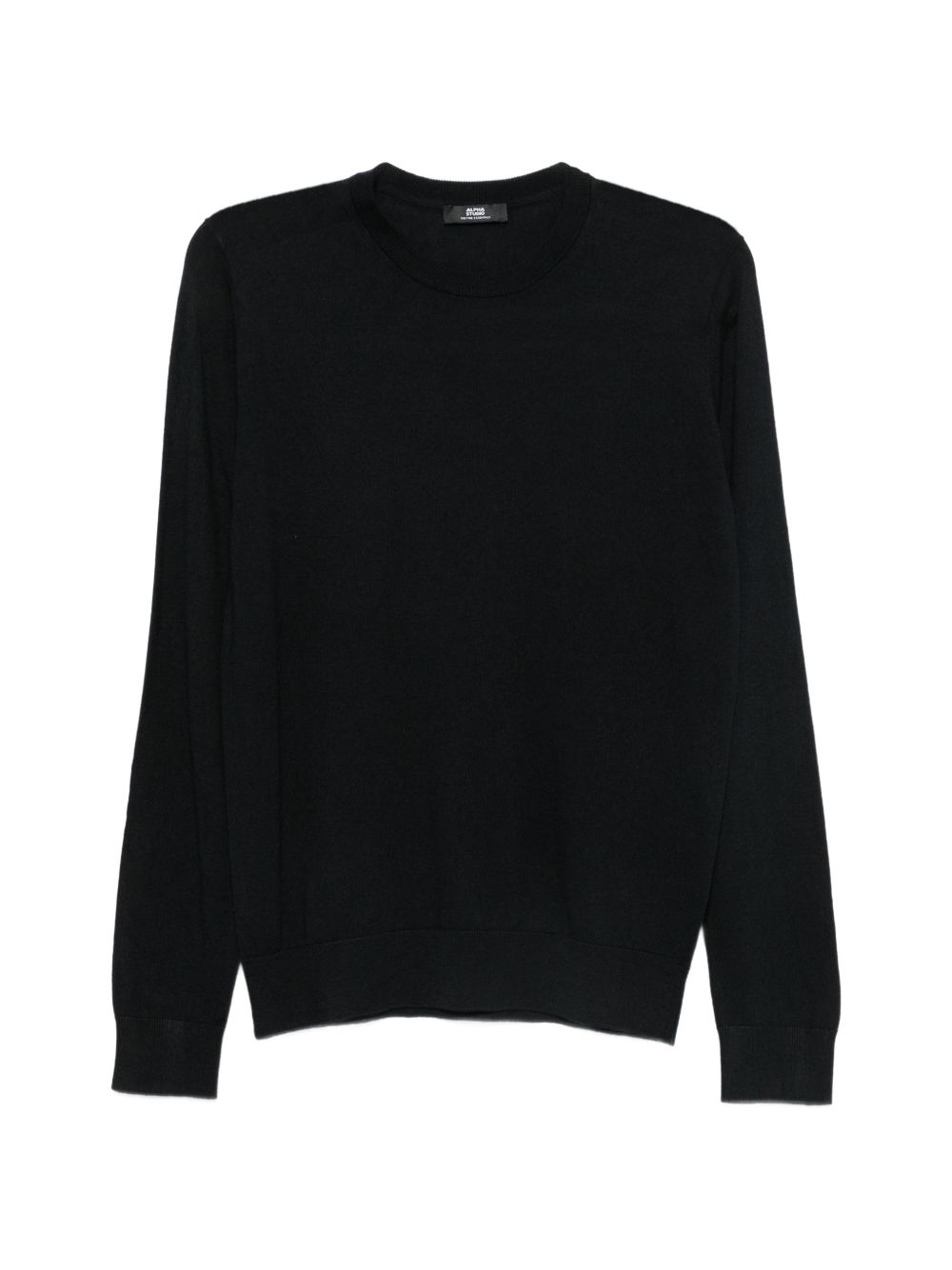 ALPHA STUDIO Maglia blu notte girocollo in seta misto cashmere 