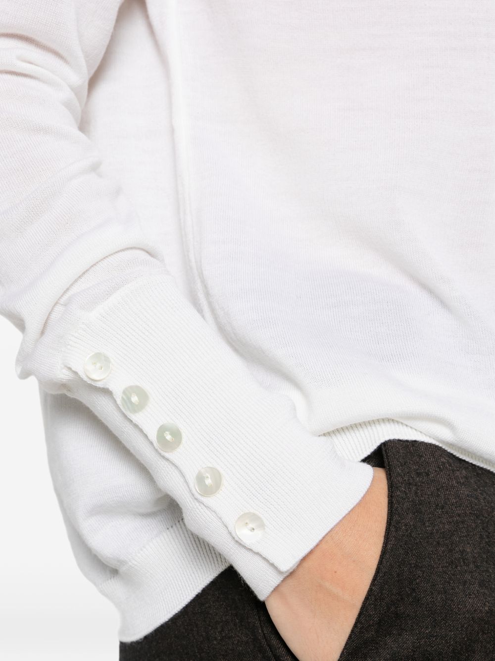ALPHA STUDIO Maglia a collo alto color panna in lana 