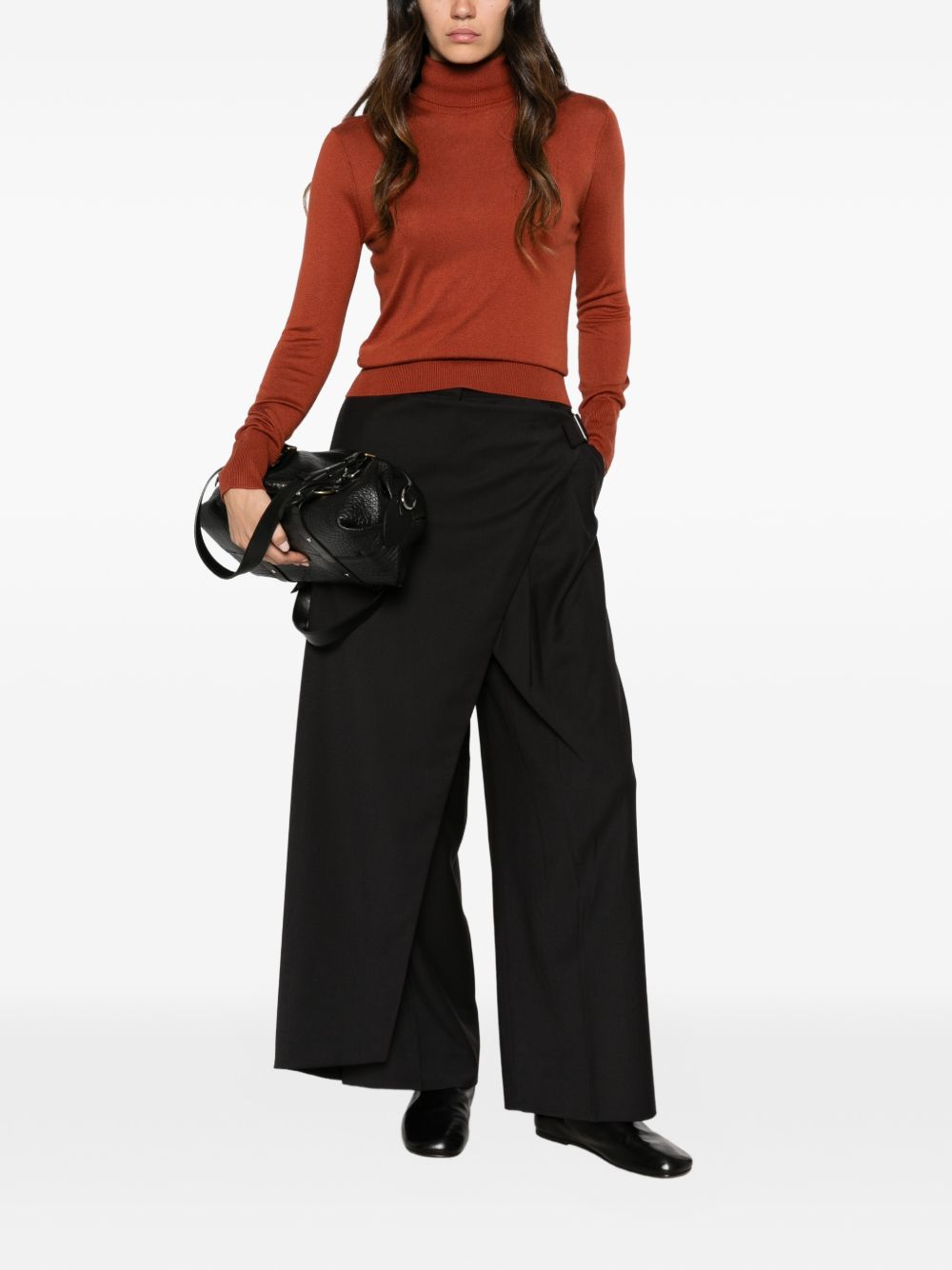 ALPHA STUDIO Maglia a collo alto in seta misto cashmere 