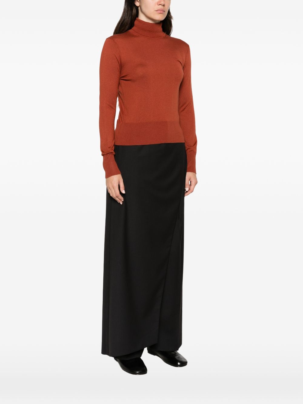 ALPHA STUDIO Maglia a collo alto in seta misto cashmere 