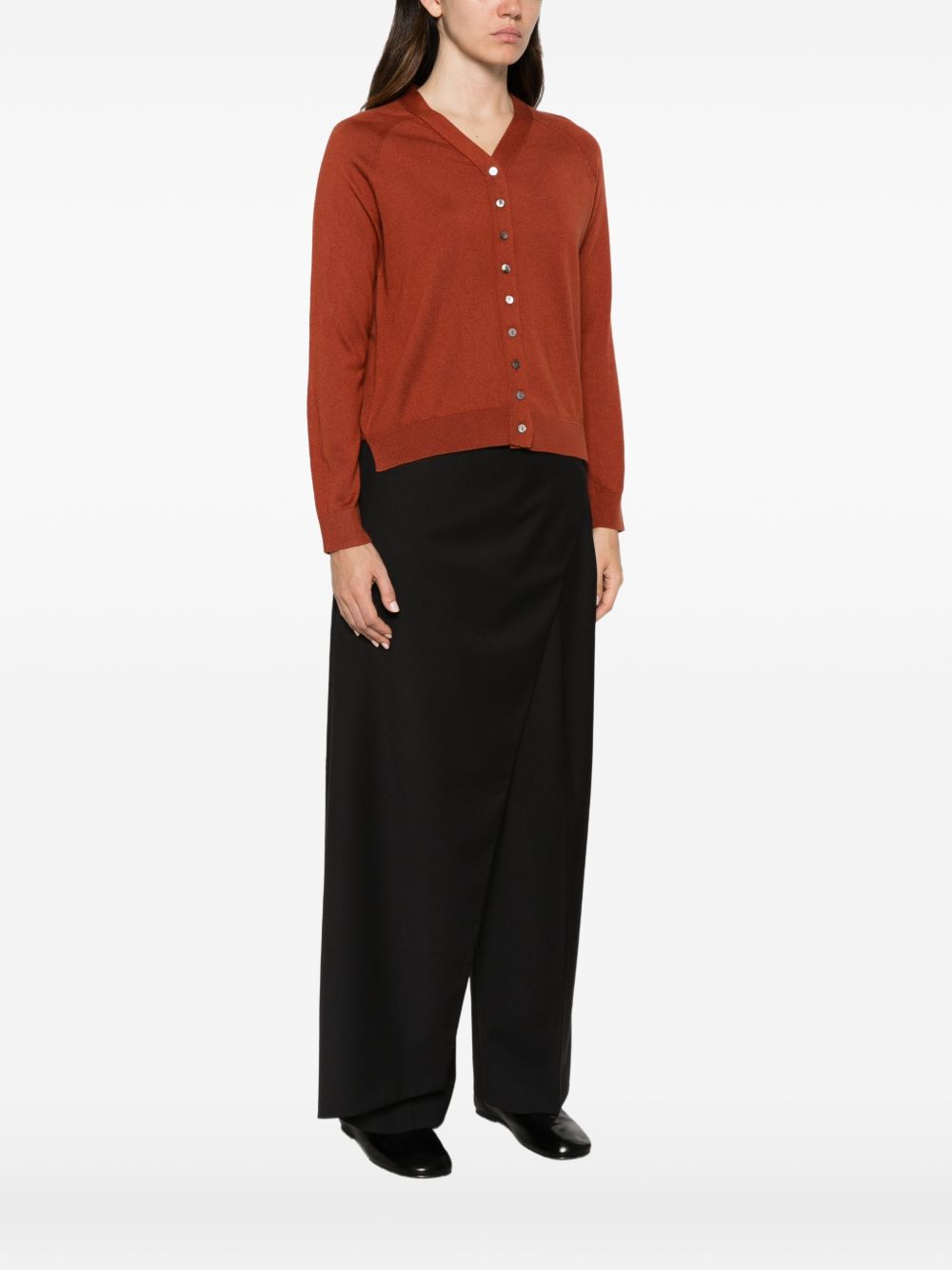 ALPHA STUDIO Cardigan in seta e cashmere color ruggine 