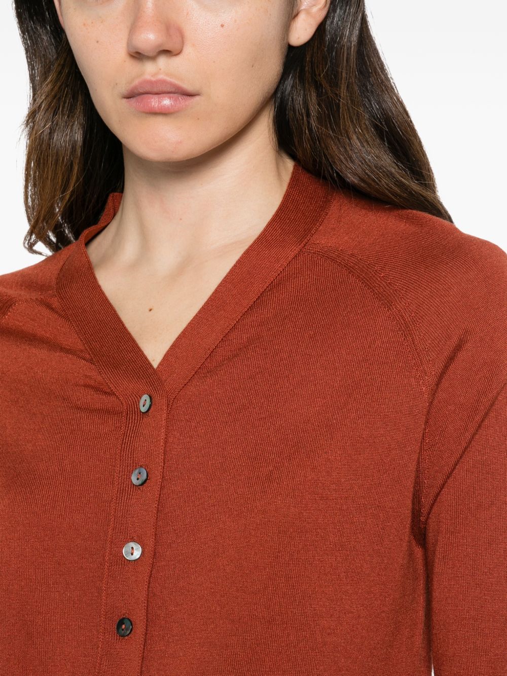 ALPHA STUDIO Cardigan in seta e cashmere color ruggine 