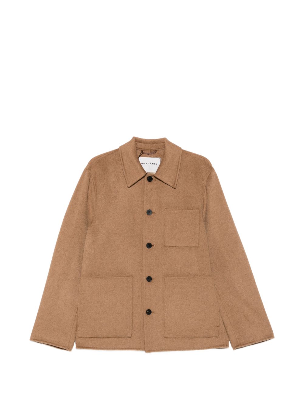 AMARANTO Giacca color cammello in lana misto cashmere 